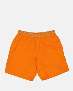 NEW VERSACE men's swim shorts in orange / gold